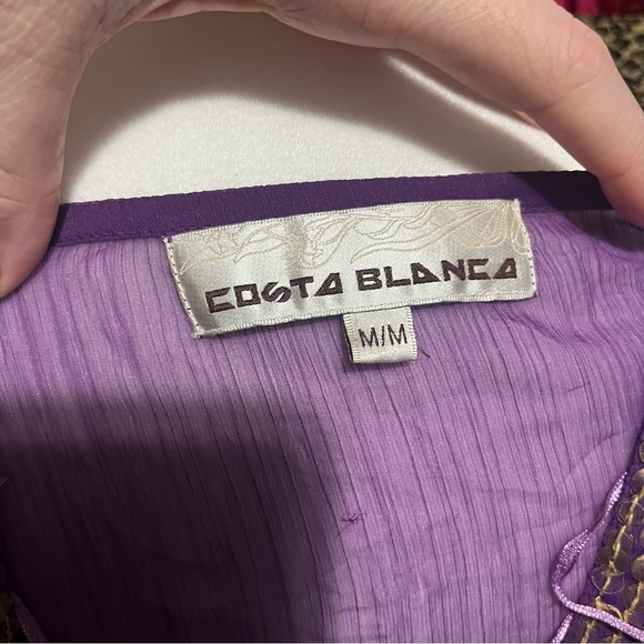 Costa Blanca Y2K Sheer Purple & Gold Kaftan Style Top - Picture 3 of 3